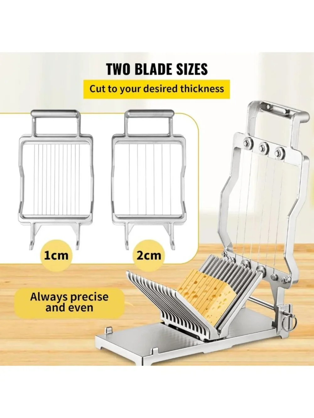 Cheese Slicer & Butter Cutter with Replaceable Wire Blades - Stainless Steel
